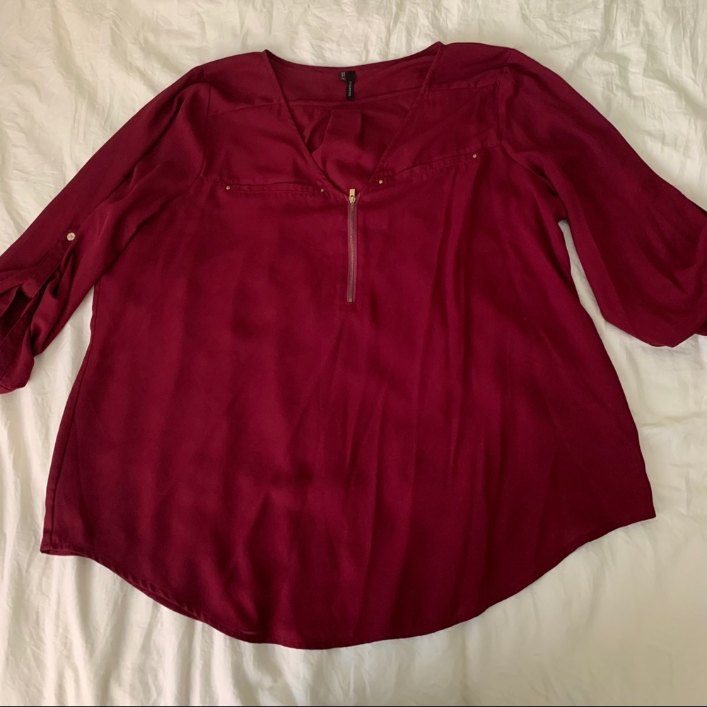 Maurices Red 3/4 Sleeve Blouse